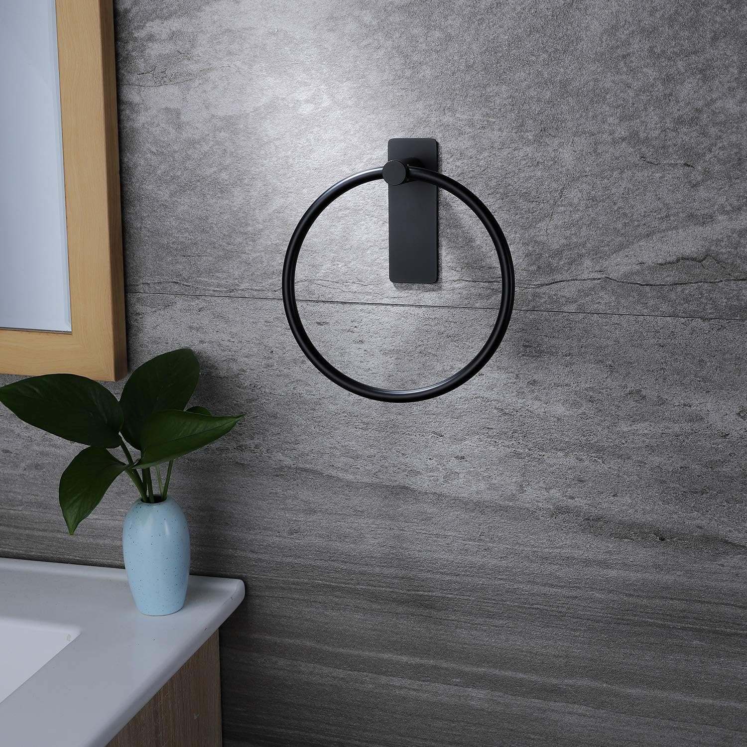 ZUNTO Matte Black Towel Ring - Hand Towel Holder Self Adhesive Hand Towel Bar for Bathrooms, Stainless Steel: Home & Kitchen