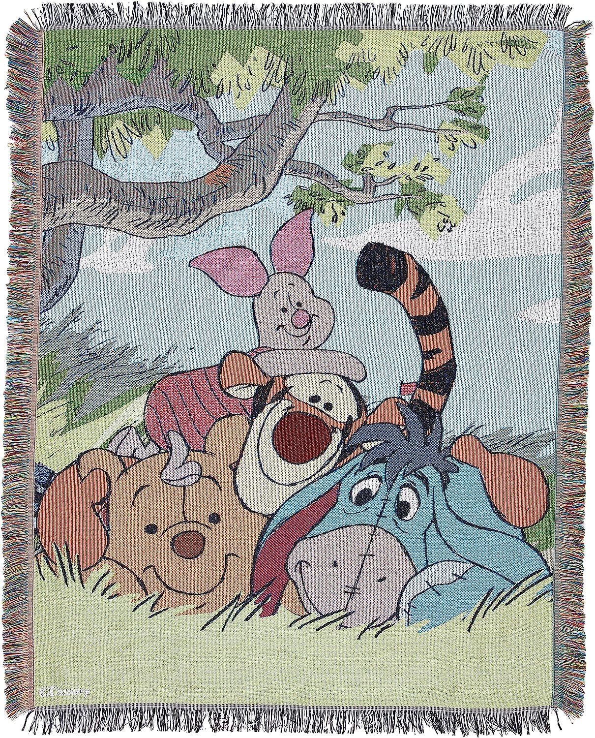 Northwest Disney's Winnie the Pooh, All My Friends Woven Tapestry Throw Blanket, 48" x 60", Multi Color