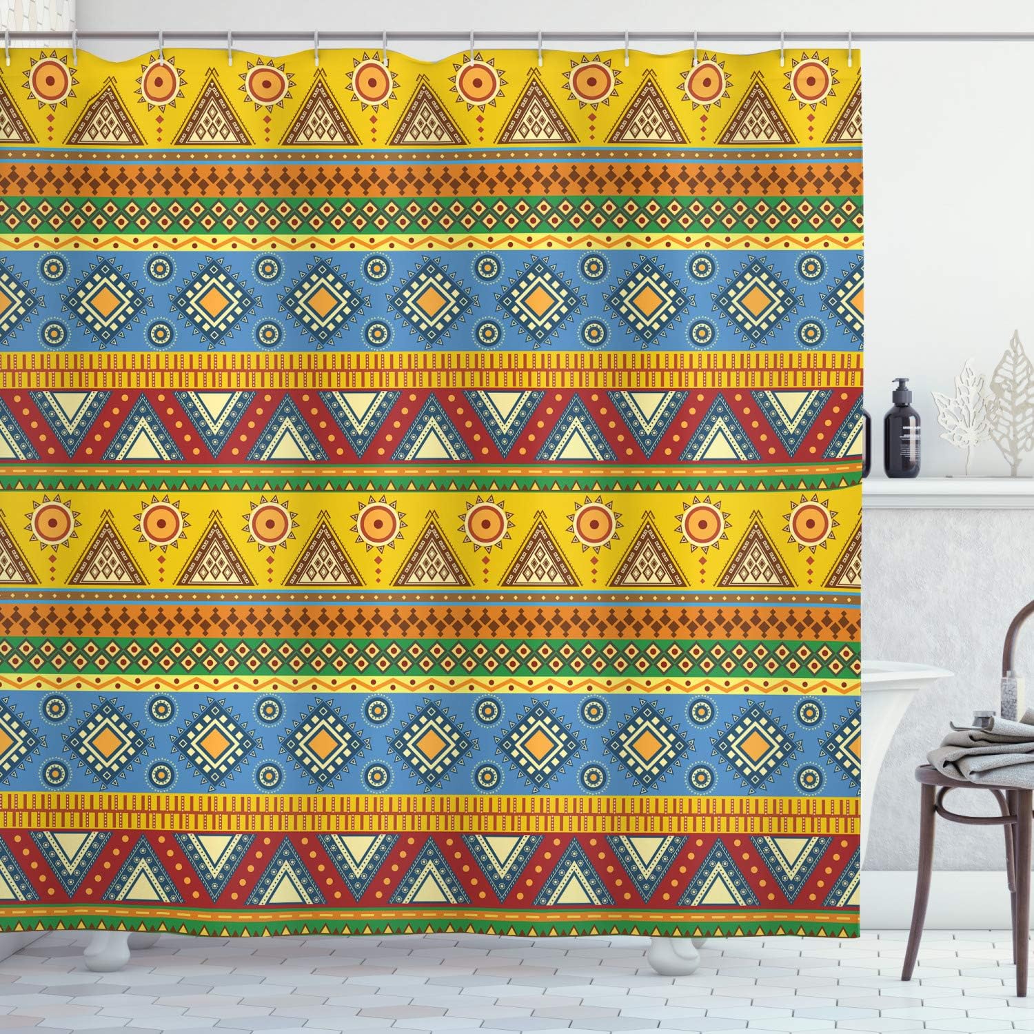Ambesonne Aztec Shower Curtain, Traditional Classic Tribal