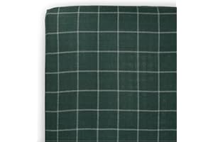 Little Unicorn Fitted Crib Sheet | 100% Cotton Muslin | Super Soft | Sized for Standard Baby Crib & Toddler Mattress | Machine Washable | 52” x 28” x 6” (Evergreen Plaid)