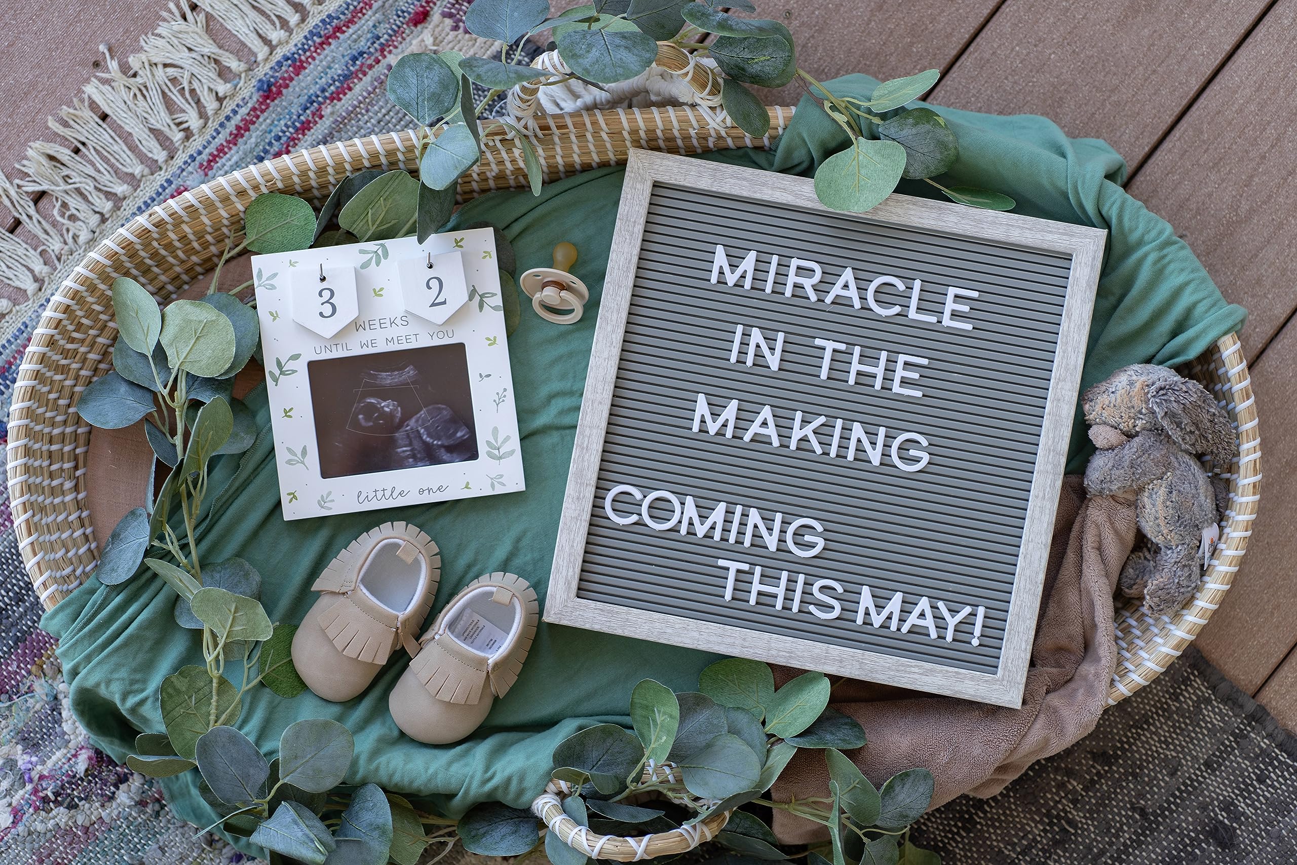Ultrasound Picture Frames | Baby Countdown | Baby Sonogram Picture Frame w/Number Tiles | Grandparents Baby Announcement Pregnancy Countdown Frame | Sonogram Frame Pregnancy Gift | Love at First Sight