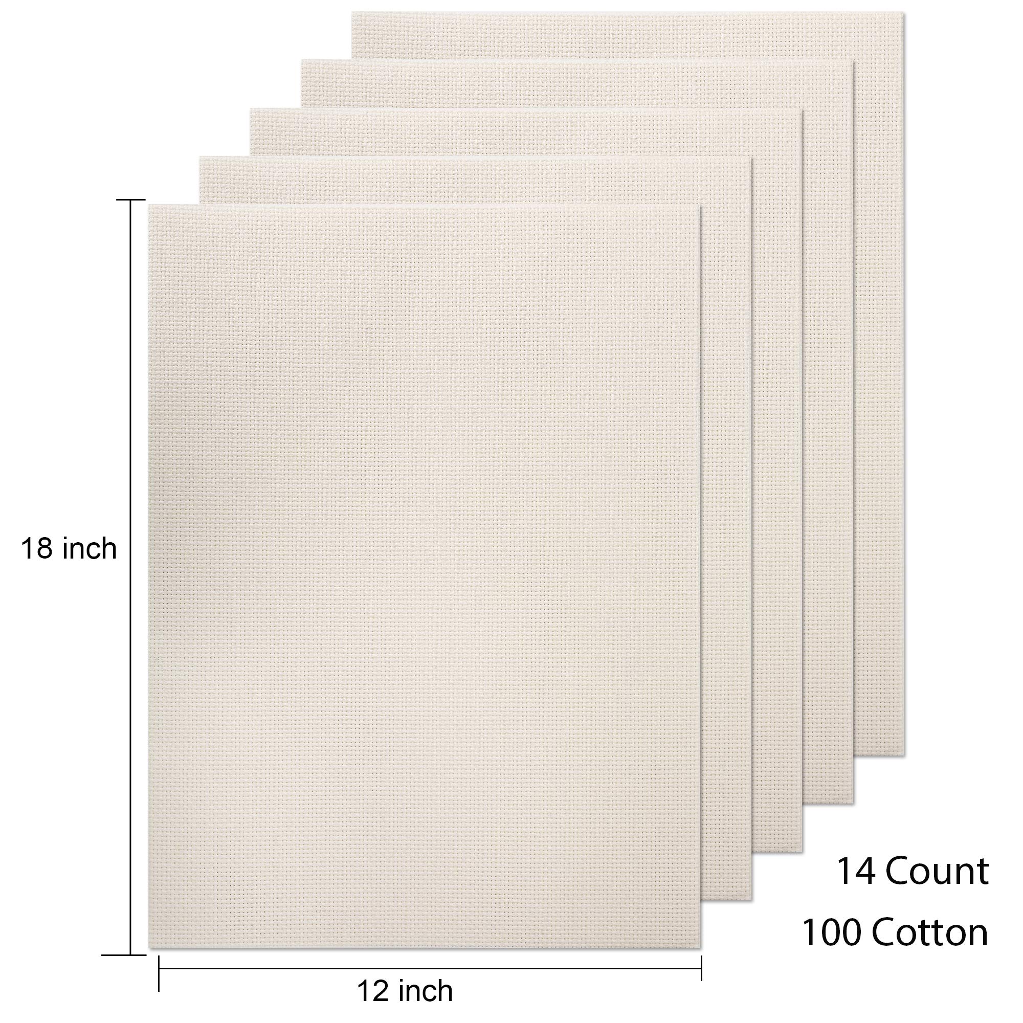 Aida Cloth 14 Count Cross Stitch Fabric,12×18inch,5Pcs (Rice)