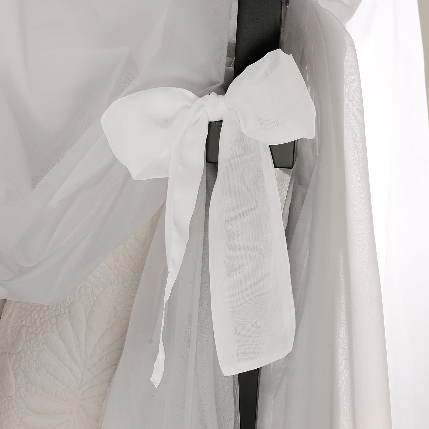 Royale Home, White Canopy Set with Top Ties and Tie Backs, Sheer, for All Bed Sizes by Royale Linens: Home & Kitchen
