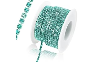 Rytenz 10 Yards 3 MM Rhinestone Chain Trim Crystal Rhinestone Close Chain Trim Shiny Rhinestone Chain for Sewing Crafts, DIY Decoration, Jewelry, Clothing, Shoes (Malachite Green)