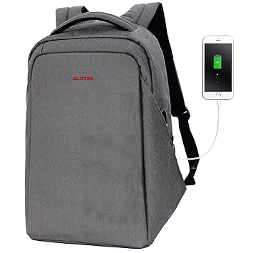 Slotra Anti Diebstahl Laptop Rucksack 15,6 Zoll mit USB Ladeanschluss Wasserdichte Business Travel Schultasche (Dunkelgrau)