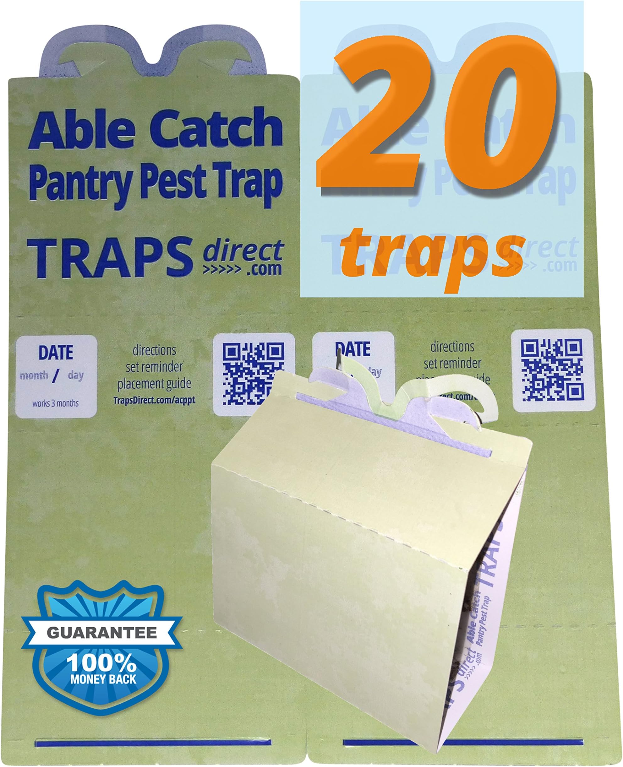 Able Catch 20 Pantry Moth Traps - Pheromone Lure, USA Made, Safe, Natural, Effective