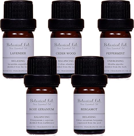 Amazon Botanical Labエッセンシャルオイル アロマオイル ウーマンズバランスに 初心者にもオススメ 人気5本セット ベルガモット ローズゼラニウム ラベンダー シダーウッド ペパーミント各5ml 精油 ブレンドオイル Botanical Lab アロマオイル