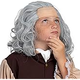 Skeleteen Grey Benjamin Franklin Wig - Receding Hairline Old People Senior Citizen Gray Balding Costume Wigs Dress Up Accessories Head Cap
