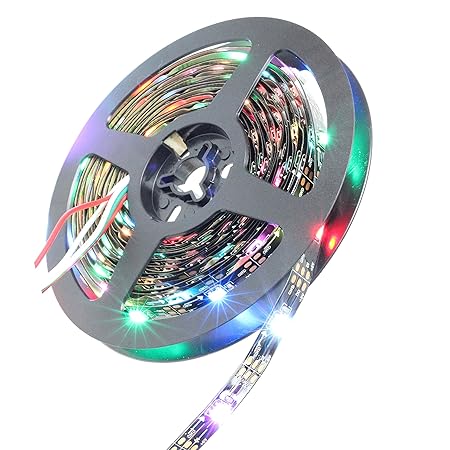 INVOLT 16.4ft WS2812B Individually Addressable LED Strip Light 5050 RGB SMD 150 Pixels Dream Color Non Waterproof IP20 Black PCB 5V DC