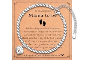 Leyung Gifts for New Mom, Pregnant Mom, Baby Feet Charm Bracelet Jewelry, First Mother's Day, Birthday, Christmas, Pregnancy Gifts
