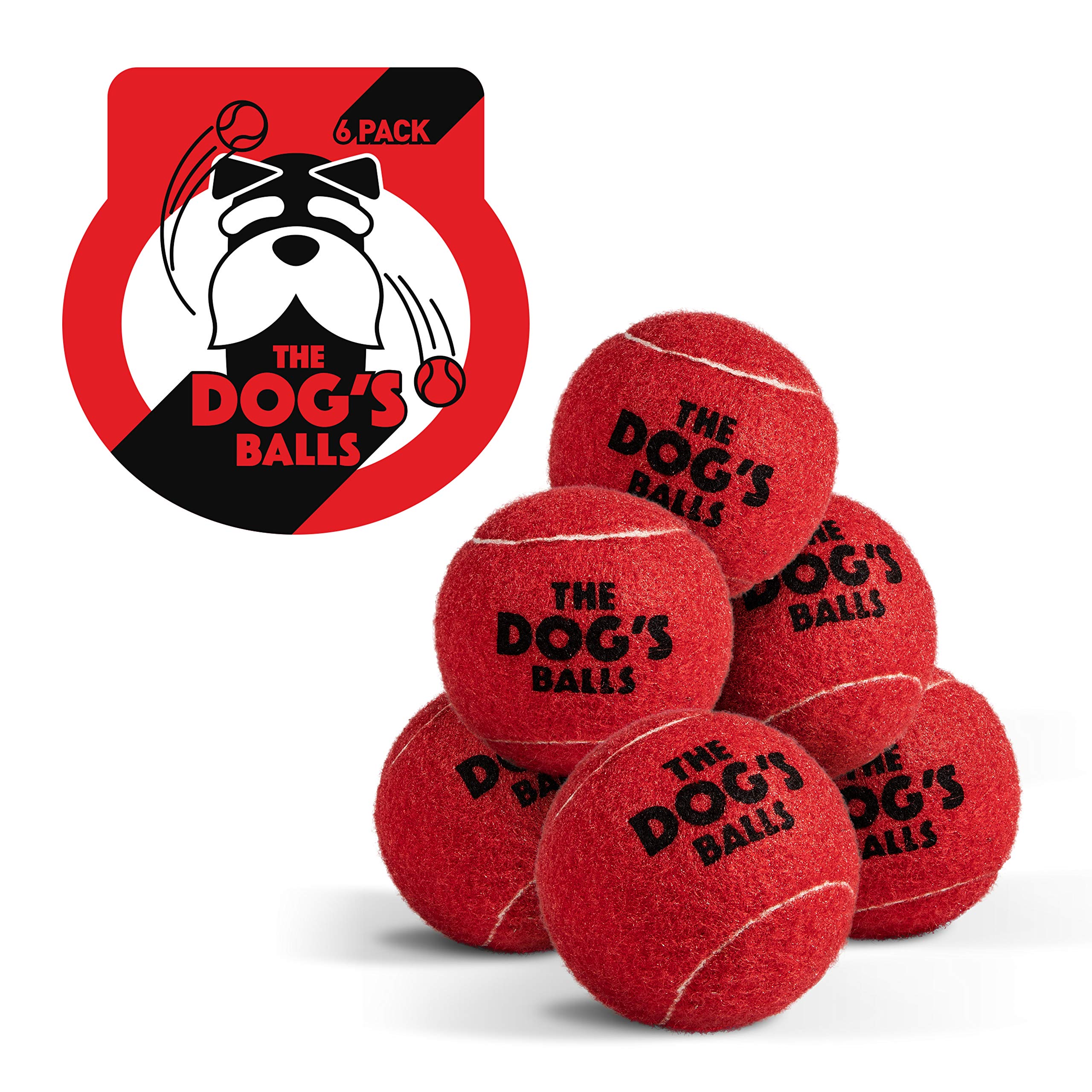 The Dog's Balls – Dog Tennis Balls, Red, Medium, 6‑Pack
