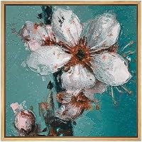 SIGNWIN Framed Canvas Wall Art White Plum Blossom Floral Flower Oil Painting Impressionism Modern Closeup Expressive for Living Room, Bedroom, Office - 16