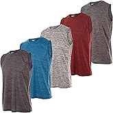Essential Elements 5 Pack: Men's Active Quick-Dry Athletic Workout Training Gym Muscle Sleeveless Tank Top