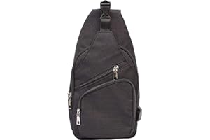 Nupouch Anti-Theft Daypack Crossbody Sling Backpack, USB Charging Connector Port, Lightweight Day Pack for Travel, Hiking, Everyday, Large, Black