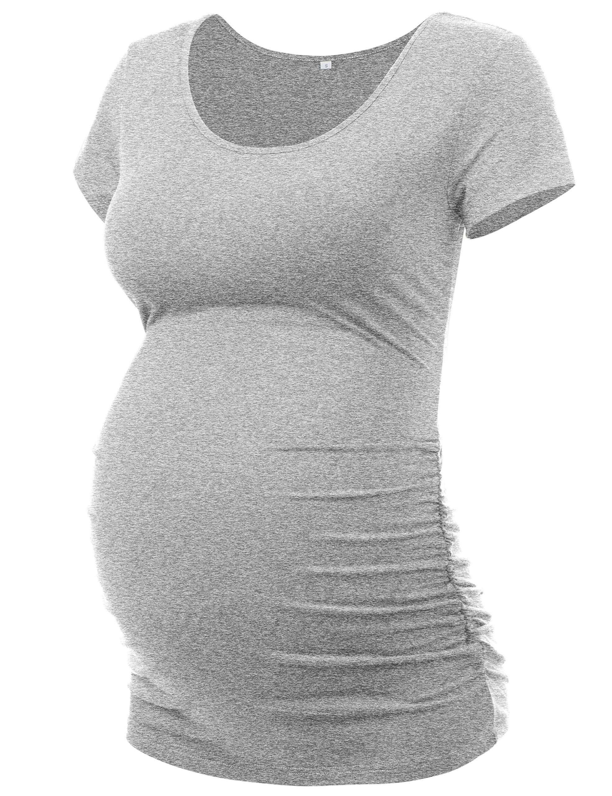 Photo 1 of Peauty Plus Size Maternity Shirts for Women Maternity Tops Grey Pregnancy Short Sleeve Clothes Side Ruched Maternity T Shirts Work Summer (Grey XL)