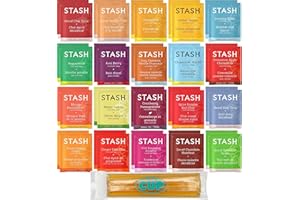 Stash Herbal & Decaf Tea Sampler (40 count) 20 Flavor Assortment with By The Cup Honey Sticks
