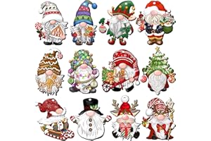 JOPHMO 24 Pieces Christmas Wooden Gnome Ornaments - Hanging Decorations for Tree, Holiday Party Supplies