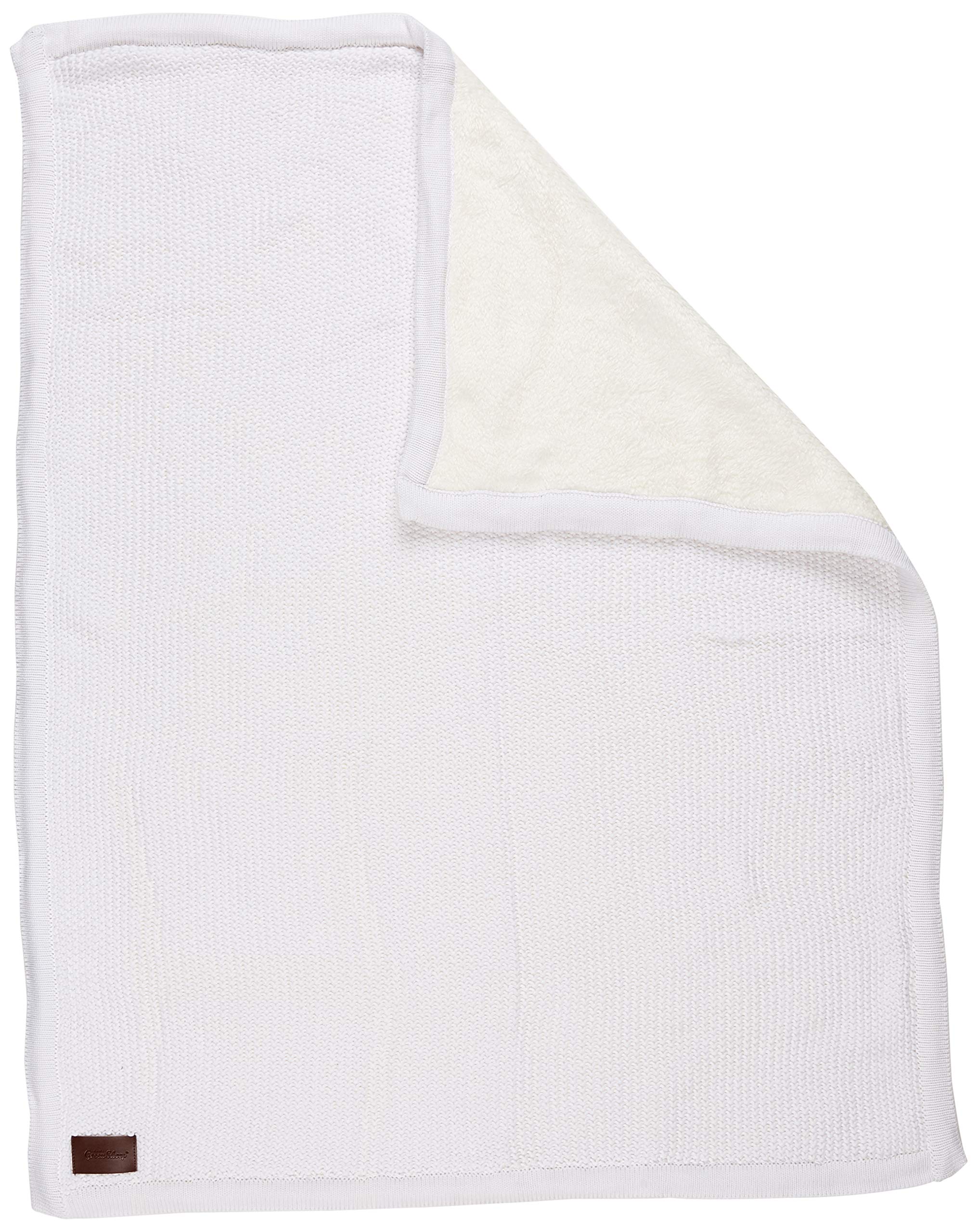 The Little Green Sheep Knitted Baby Blanket with Fleece Lining - Made with Organic Cotton - White