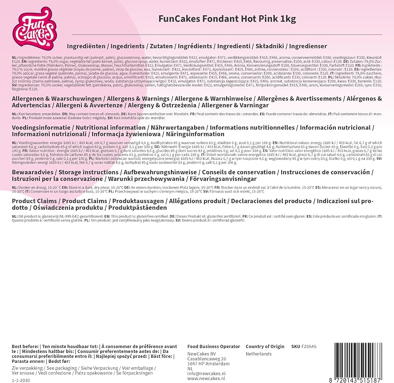 Sugar Paste Pasta de Azúcar, Hot Pink, 1 kg