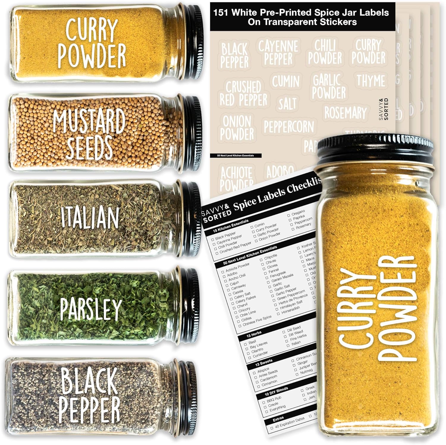 amazoncom spice jar labels preprinted white all caps on clear
