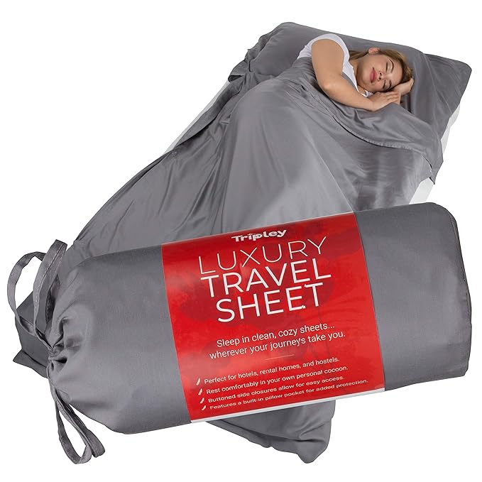 Tripley Luxury Travel Sheet, Sleeping Bag Liner, Softer Than Silk