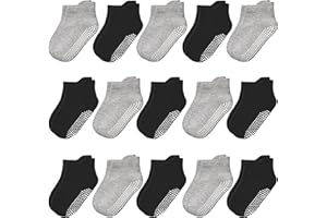 HYCLES Non-Slip Toddler Socks 15 Pairs Non Skid Low Cut Socks for 1-7 Years Anti Skid Ankle Socks for Baby Kids Boys Girls