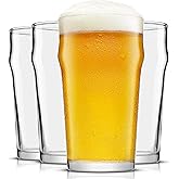 JoyJolt Grant 19oz Beer Pint Glasses Set of 4. Large Beer Pint Glass Capacity in a Traditional Pub Drinking Glasses Design. Oversized Beer Glasses Set for Guinness, Stout, and Big Craft Beer Glasses