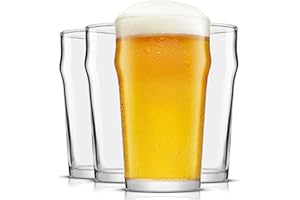 JoyJolt Grant Pint Glasses Set of 4 (Four) 1.2 Pint Glass Capacity in a Traditional Pub Drinking Glasses Design. Oversized Be
