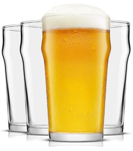 Amazon.com | GATWOEST 20 oz Beer Glasses Set of 4- Easy to Stack