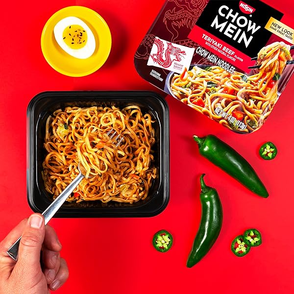 NISSIN CHOW MEIN NOODLES, TERIYAKI BEEF, 4 OUNCE (PACK OF 8)