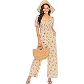 Love Welove Fashion Jumpsuits for Women Dressy Casual – Floral Spring Wide Leg Smocked One Piece Romper Outfits