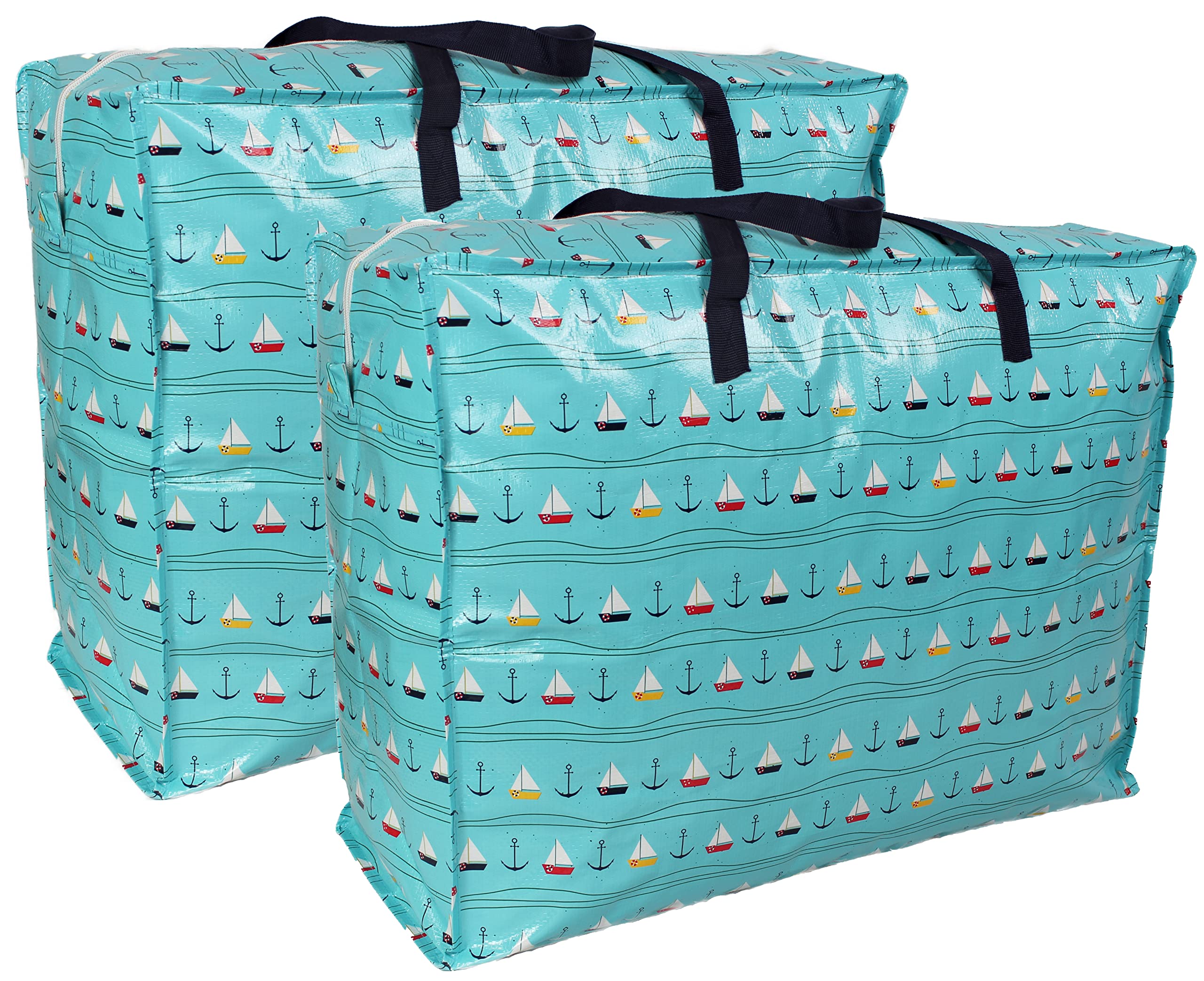 Storage Bags Water & Dust Resistant. Double zipped storage bags for toys, laundry, bedding. Underbed Wardrobe Space Saver Blue Sailboats print (2)