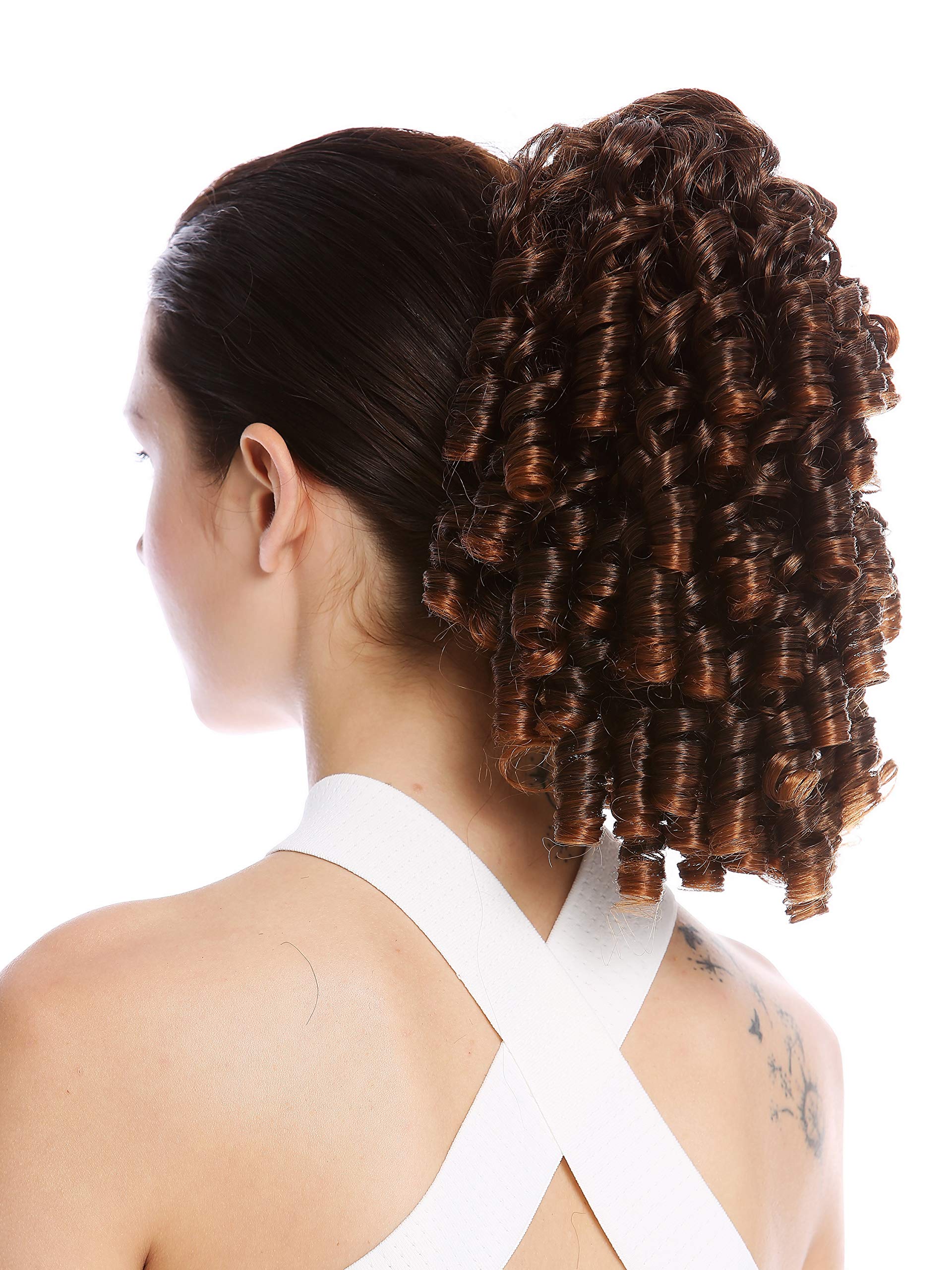 WIG ME UP - N900A+2-V-2T30 Ponytail Hairpiece Extensions elaborate baroque ringlets corkscrew curls voluminous chestnut brown mix 12inch