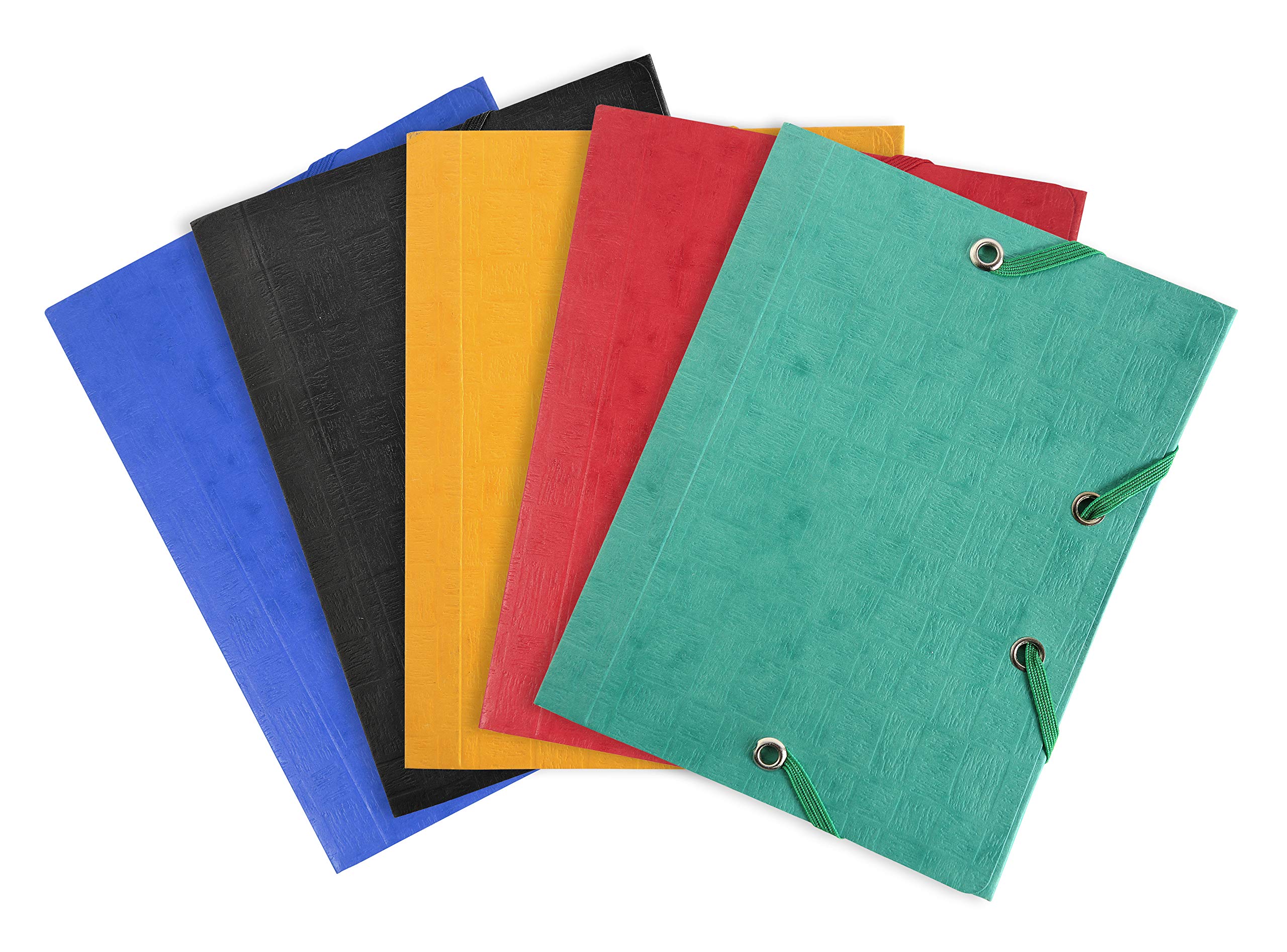 Exacompta - Ref 50750E - Elasticated 3-Flap Folder - 120 x 160mm in Size, 425gsm Glossy Card, Suitable for A5 Documents, Pocket Format - Assorted Colours (Pack of 25)
