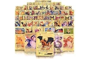 IQIHOO 55 PCS Gold Cards Packs Vmax V EX GX Rare Golden Cards TCG Deck Box Gold Foil Card for Fans/Kids/Collectors Gifts (No Duplicates)