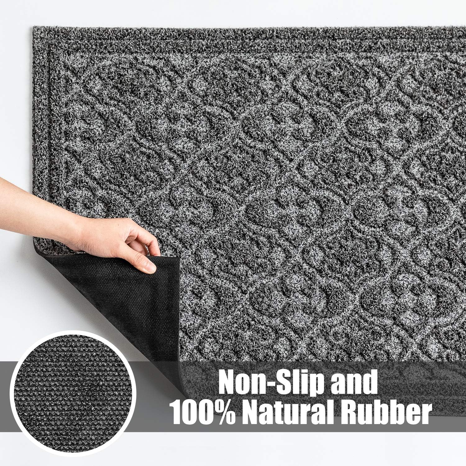 MAT 7-BANQUET Outdoor Door Mat for Front Door 36 x 59 inch Welcome Mat Debris Mud Trapper Outside Rubber Floor Mat Rug Large Extra Thick Textured Outdoor Mat for Entryway Frontgate Waterproof Gray : Garden & Outdoor