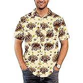 Arvilhill Men's Turkey Short Sleeve Shirts Thanksgiving Theme Print Button Down Shirts (S-3XL)