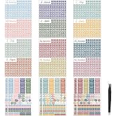 Geyee 18 Sheets Daily Calendar Stickers with Elbow Tweezer | Aesthetic Monthly Planner Stickers Colorful Round Date Stickers for Planners Work Daily to Do Budget Family Journal