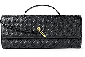 Joryin Woven Purse for Women Evening Clutch Woven Leather Handbags Crossbody Bag Purse Formal Evening Bag, Vegan Leather