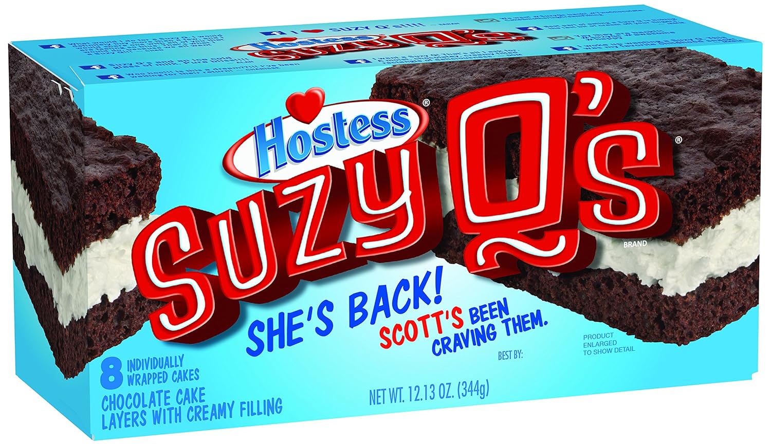 Hostess Suzy Q's Chocolate Cake, 8 Count