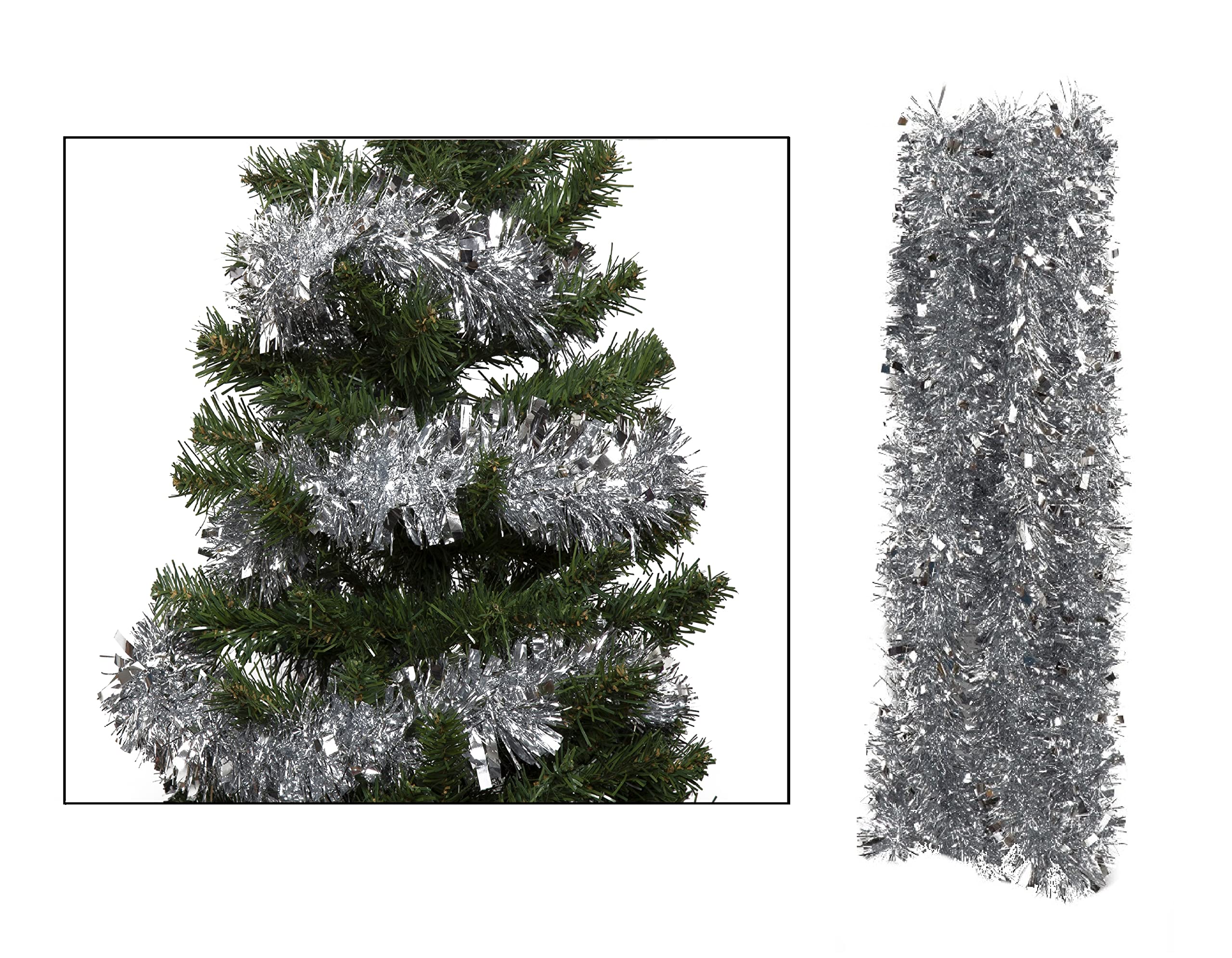 Simply Products 4M Chunky/Fine Cut Christmas Tinsel Garland Decoration (Silver)