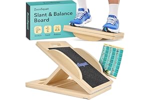 ZOCOSQUAT Slant Board with 6 Incline Angles - Transforms Into a Balance Board - Premium Calf Stretcher and Wobble Board for Effective Calf Stretching and Squats