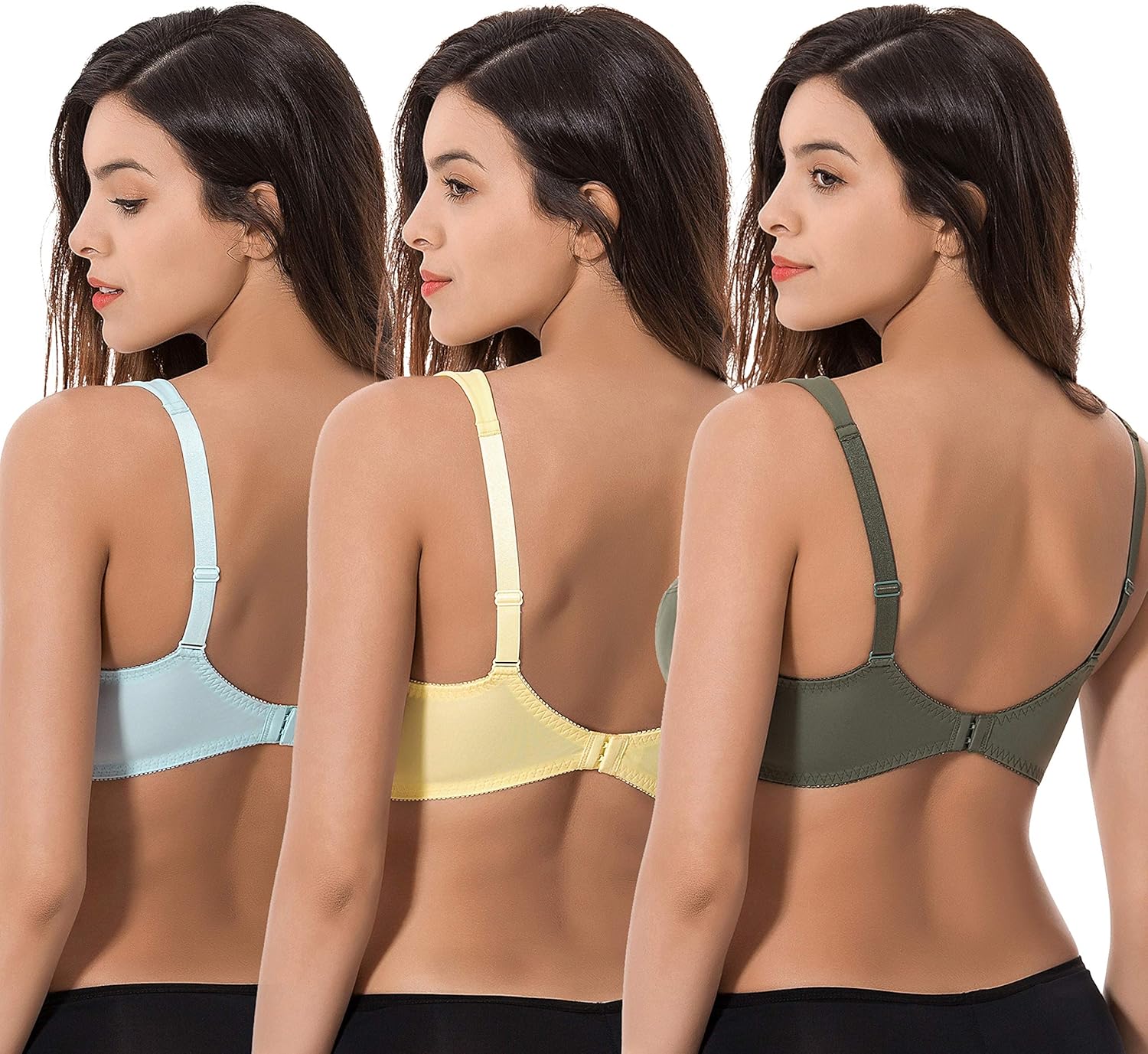 Curve Muse Plus Size Unlined Minimizer Underwire Bra with Embroidery Lace-3 Pack at  Women’s Clothing store