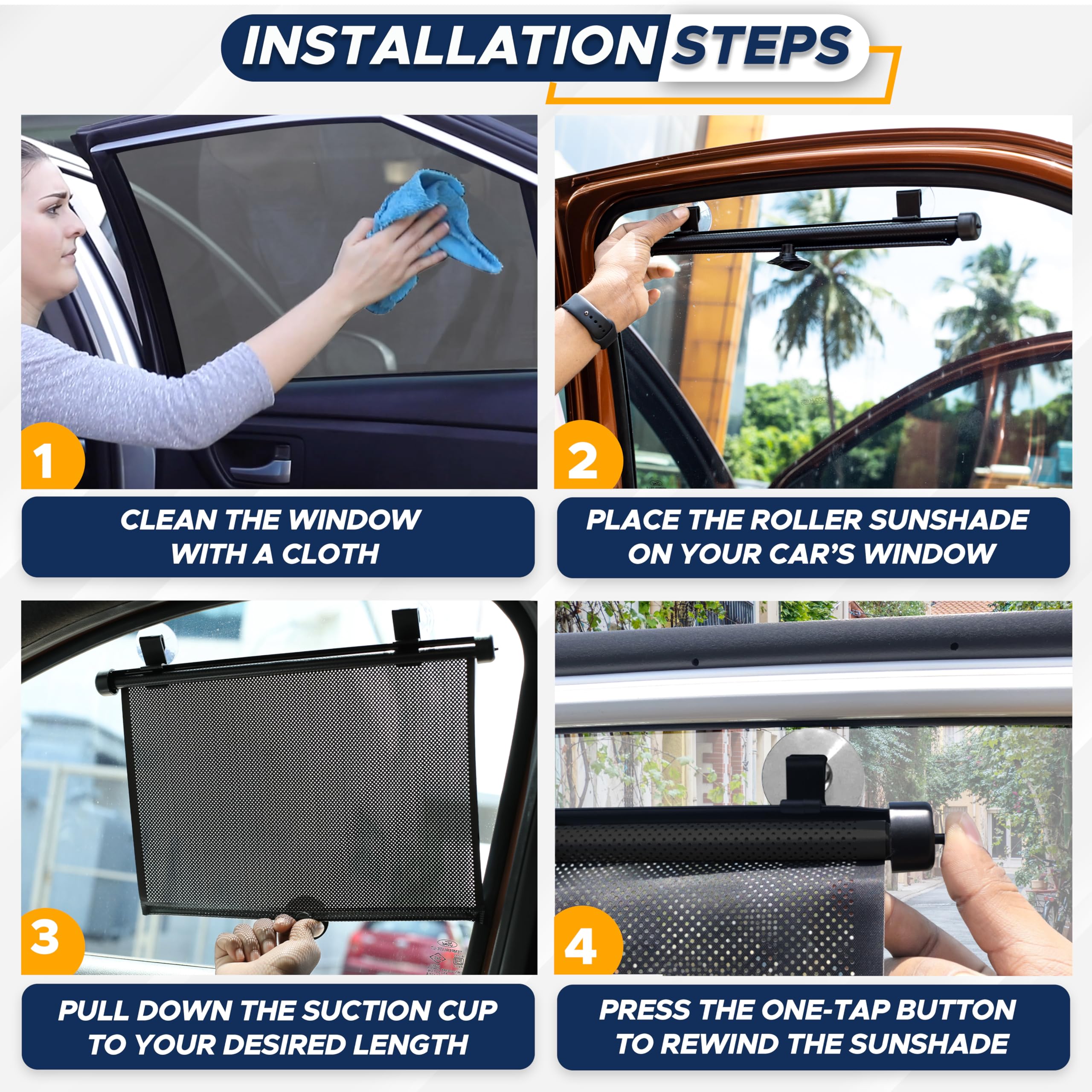 EcoNour Car Window Shades for Baby (2 Pack) - Upgraded | Shades for Side Window | Comes with Enhanced Suction Cups & Large Clips for Durability | Baby Car Accessories (15