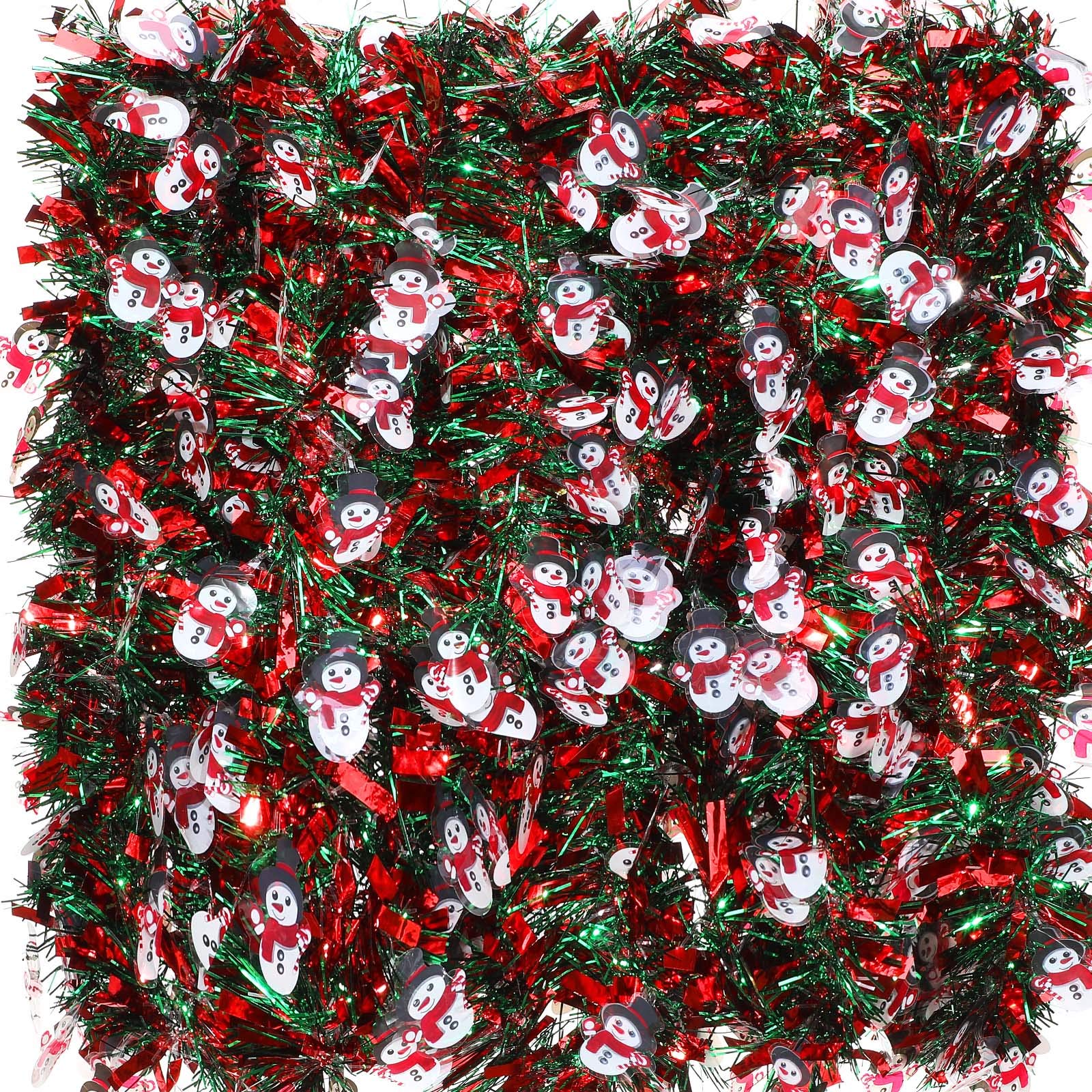 Eboot 6 Pieces 39.4 ft Christmas Snowman Tinsel Garland Xmas Hanging Tinsel Garland Metallic Twist Chunky for Tree Fireplace Home Decoration Winter Xmas Party Supplies