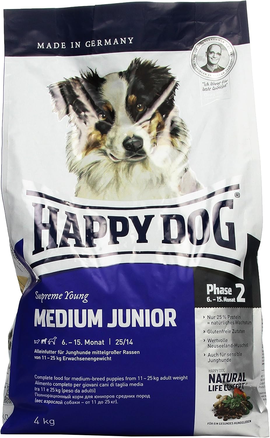 Happy Dog Dry Puppy Food Junior Medium, 4 kg Amazon.co.uk Pet Supplies