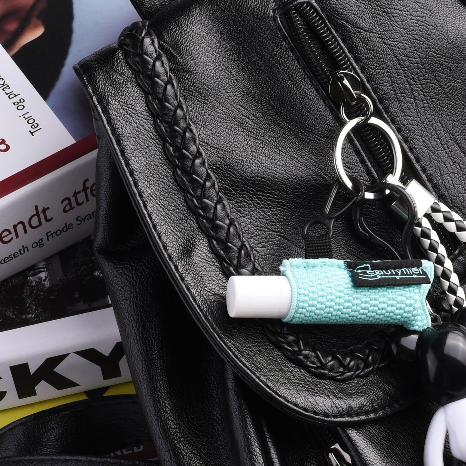 Beautyflier Clip-on Sleeve Chapstick Pouch Keychain Lipstick Holder Elastic Lip Balm Holster Travel Accessories (Black/Hot Pink/Purple/Robin Egg Blue/Pink) : Beauty