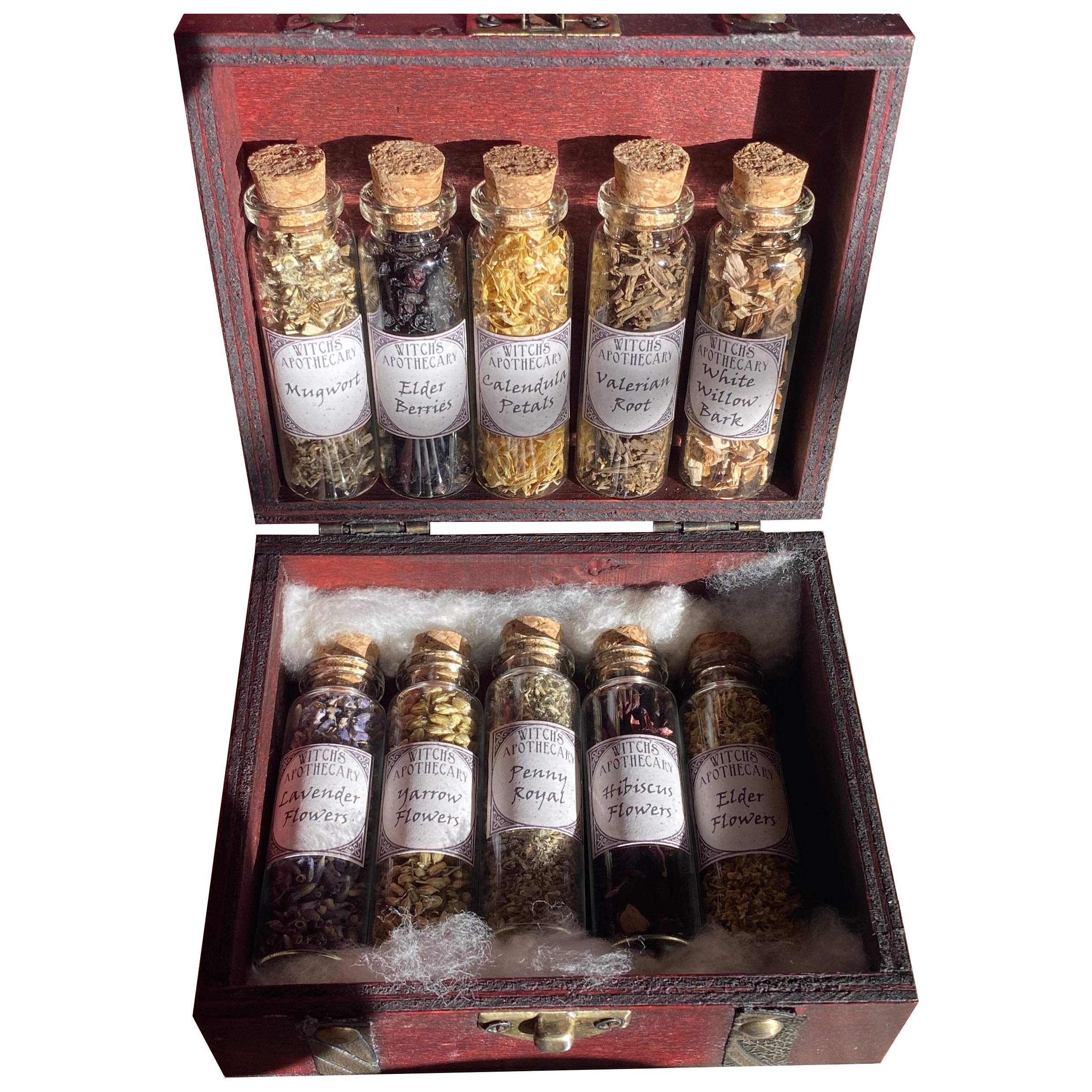 Apothecary Witchcraft Kit Expansion Pack Glass Bottles Herbs Travel Wiccan Altar Kit