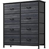DWVO Dresser with 8 Drawers - Fabric Storage Tower, Organizer Unit for Bedroom, Hallway, Closets - Sturdy Steel Frame, Wooden Top & Easy Pull Fabric Bins