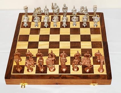 Amazon Com Vintage Spartan Brass Chess 16 X 16 Collectible Metal Made Pieces Wood Chess Board Set Gift Item Toys Games